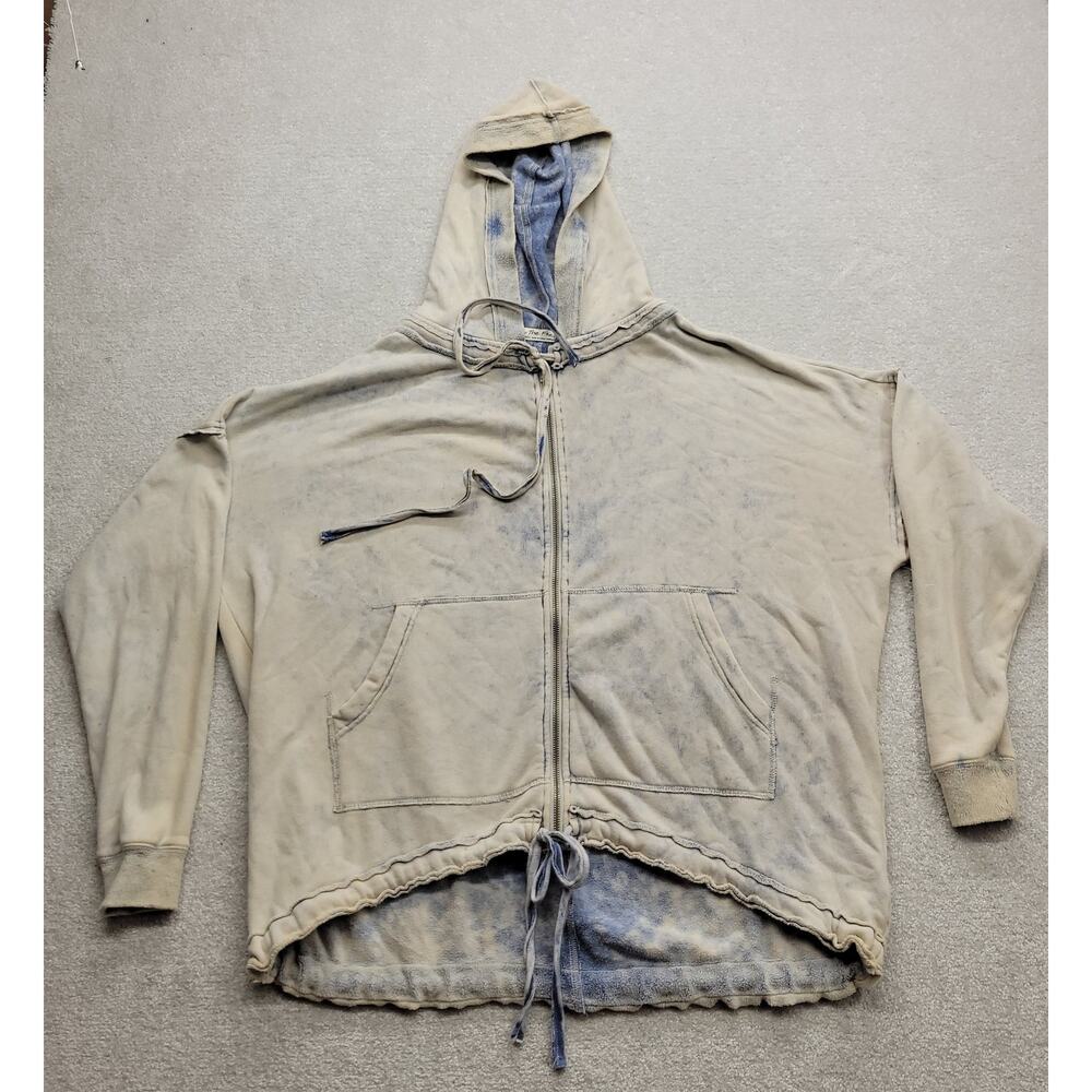 Free People We The Free Zip Hoodie Bleach Dye Distressed Unisex Extra Small